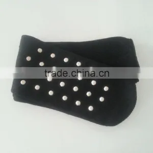 Black Travel Airline Sock With Plastic Dot thumbnail-1