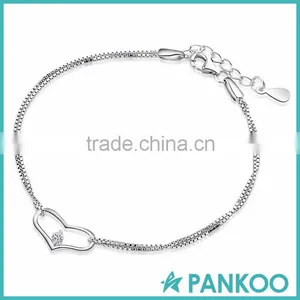 Fancy Genuine Pure Silver Heart Jewelry Bracelet thumbnail-1