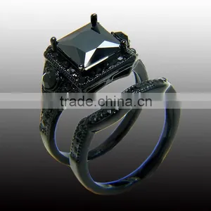 European Ring Imitation Brand Black Gold Brass Couple Combination Ring Engagement Rings thumbnail-2