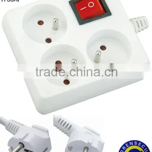 250V 13A French Switch Socket 3 Outlets With CE NF Approved thumbnail-1