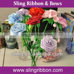 Flowers For Decoration Made By Satin Ribbon thumbnail-1