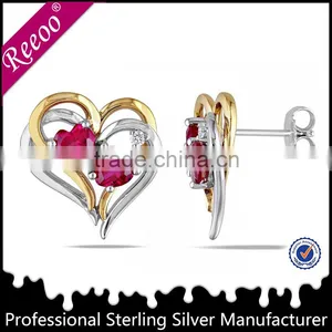 Rhodium Vermeil CZ Pink Color Devils Heart Necklace 925 Silver thumbnail-3