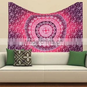 Indian Ombre Gypsy Elephant Hippie Mandala Wall Art Queen Cotton Boho Wall Hanging Home Decorative Ethnic Tapestry thumbnail-1