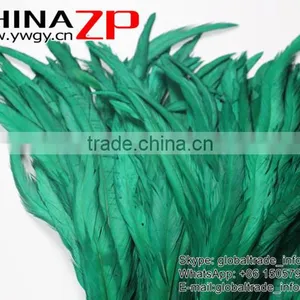Top Supplier ZPDECOR Bulk Sale 35-40cm Length Best Quality Kelly Green Fully Dyed Rooster Chicken Feathers thumbnail-3