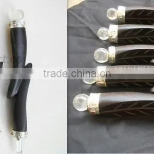 CRYSTAL QUARTZ BRANCH LEAF WOODEN HEALING WAND thumbnail-1