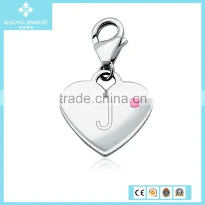 Jewellery Charms Pink Tourmaline Birthstone Heart Charm in Sterling Silver (October) thumbnail-3