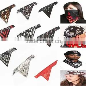 100% Cotton 55x55cm Double Side Printing Ghost Head Printing Bandana thumbnail-4