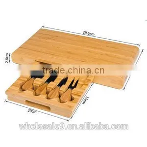 Picnic Bamboo Cheese Board Tool Set With Hidden Tool Drawer thumbnail-2