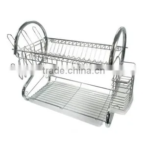 Space-saving Two-tier Stainless Steel Kitchen Plate Rack thumbnail-2