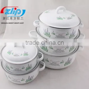 5Pcs Casserole Belly Shape W/Metal Cover Light Color Decor thumbnail-3