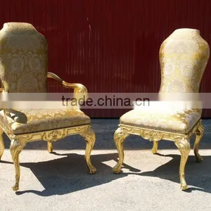 Spanish Style Banquet Chair Hand Carved Solid Wood thumbnail-1