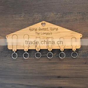 Family Keyring Hanger Hooks for Keys Housewarming New Home Wooden Keyrings Gift thumbnail-2