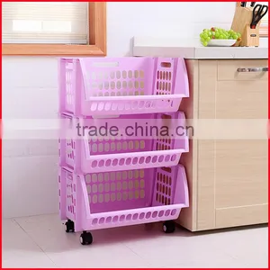 Plastic Stacking Stackers Storage Baskets Veg Rack 3 Tier Vegetable thumbnail-6