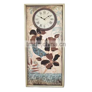 Vintage Wooden Decorative Clock MDF Wall Clock Floral Home Clock thumbnail-1