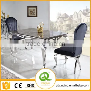 TH329 Black Marble Top Stainless Steel Metal Table thumbnail-2