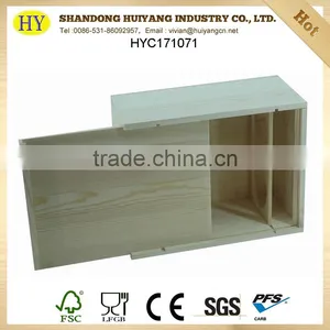 Custom Small Cheap 2bottles Wooden Wine Box With Sliding Lid Wholesale thumbnail-1