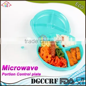 NBRSC New Design Microwave Plastic Food Storage Tray Containers 3 Compartment Divided Plates With Vented Lid thumbnail-3