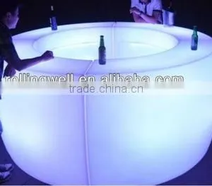 Led Illuminated Bar Counter / Rechargable Led Light up Commercial Cocktail Party Round Shaped Bar Counter thumbnail-1