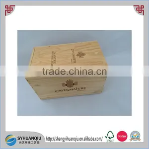 Natural Wooden Wine Case and Handmade Wine Indurtiral Usewooden Wine Crate 6 Bottles Wooden Wine Box thumbnail-1