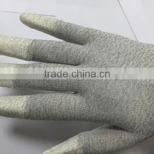 DDsafety Hot Sale PU Gloves Carbon Fiber Liner Knit Wrist White PU Coated On Finger thumbnail-2