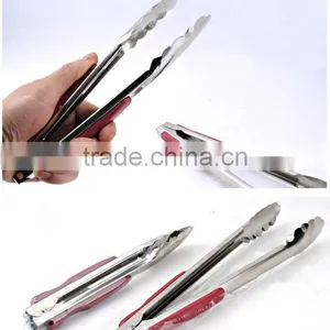 Factory Stainless Steel Hot Prevent BBQ & Bread Baking Food Tongs With Silicone Handle thumbnail-6