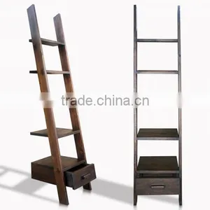 Wall Book Shelve Stairs Antique Teak Wood Furniture thumbnail-2