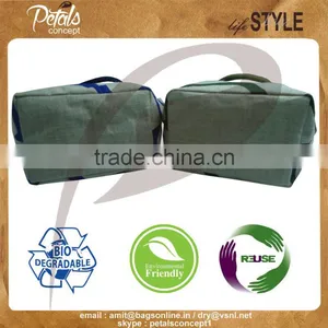 Jute Shopping Bags With Padded Rope Handle - Net Texture Print - Bag With Pocket thumbnail-2