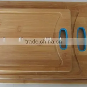 Three Size Bamboo Cutting Board With Silicone Handle #32006 thumbnail-1