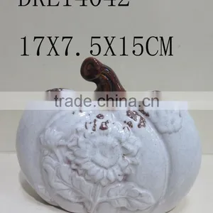 Holloween Flower Pattern on Ceramic Pumpkin Festive Decorations thumbnail-3