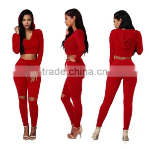 Plain Tracksuit Women Two Piece Set Female Knitting Cotton Hoodies Top And Pants Ladies Long Sleeve Outfit Canada Tracksuit thumbnail-1