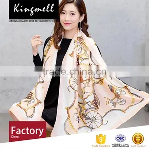 Custom Digital Print 100% Silk Fabric on Scarf, Seaside Style thumbnail-1