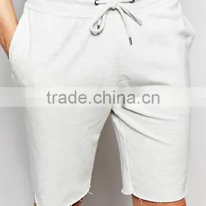 High Quality New Design Custom Raw Hem Drawstring Waist Poly Cotton Breathable Black Men's Sweat Summer Gym Wear Fashion Shorts thumbnail-3