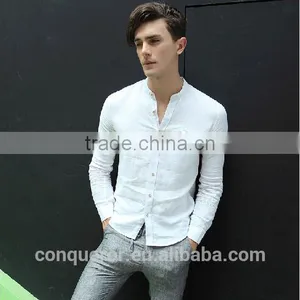 Men's White Linen Shirt HOT! MSRL0056 thumbnail-3