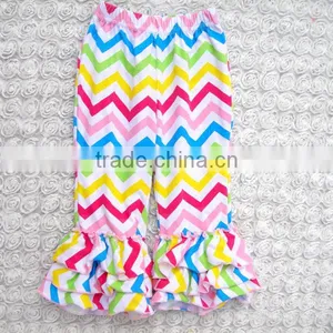Hot Sale Rainbow Kids Ruffle Bottom Pants Cute Newborn Clothes Girls Triple Ruffle Pants Wholesale thumbnail-1
