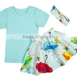 2016 China Product and Low Price Wholesale Pleated Skitrs Set With Top and Skirt and Headband for 6months -8years Baby Kids thumbnail-3