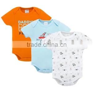 Promotional Factory Baby Clothes Summer 100%Cotton Short Sleeves With Prints Newborn Infant Baby Bodysuits Rompers thumbnail-1