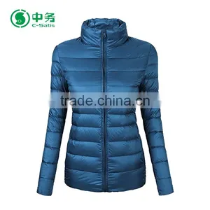 European Style Winter Shiny Ultra Light Thin Foldable Women Goose Down Jacket thumbnail-3