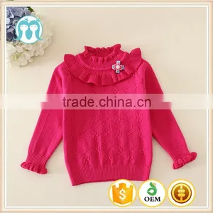Hot New Products Sweaters High Quality Glassic Rose Red Children Sweater Appliqued Girls Sweaters thumbnail-1