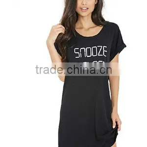 Cheapsale Summer Printed Ladies Loose Solid Black Color Casual Evening Dress Jersey China Supplier thumbnail-1