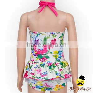 Wholesale Kids Halter Floral Printed Flash Flower Bohemia Little Girl Swimwear Dress Beach Clothes thumbnail-6