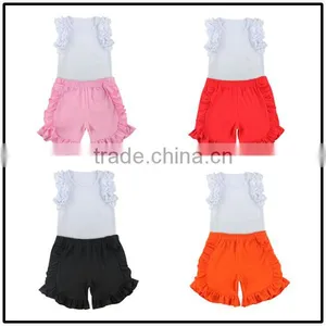 2017 Clothing Sets Children Toddler Girl Clothing White Shirts Ruffle Shorts Baby Outfit thumbnail-1
