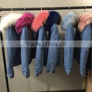 Myfur Fashion Ladies Jeans Parka With Real Raccoon Fur Collar Detachable Fur Lining thumbnail-6