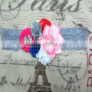 Vintage Girl Wedding Baby Headband Wholesale, Rosette Elastic Lace Hairbands Handmade thumbnail-6