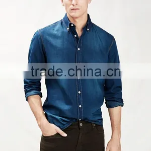SLIM-FIT DARK WASH DENIM SHIRT thumbnail-1