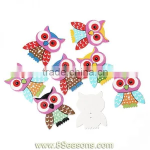 Wood Painting Sewing Buttons Scrapbooking Owl Halloween 2 Holes Mixed 3.5cm x 2.8cm(1 3/8" x1 1/8"),50PCs,Bulk thumbnail-1