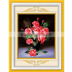 Red Flower Pattern Embroidery Diamond &Rhinestone Painting DIY Kit Cross Stitch For Living Room thumbnail-1