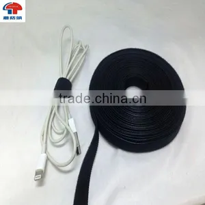Self-locking Black Wire Bundle Belt Hook and Loop Strap thumbnail-2