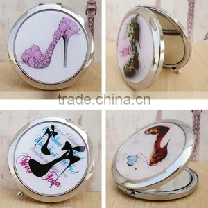 Double Sides (One is Normal,Another is Magnifying)Portable Foldable Pocket Metal Makeup Compact Mirror Woman Cosmetic Mirror thumbnail-6