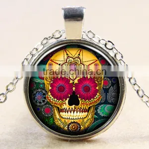 XP-TGN-S-103 Factory Price Diy Image Glass Vintage Meaningful Antique Pendant Skull Dome Cabochon Necklace For Gift thumbnail-1