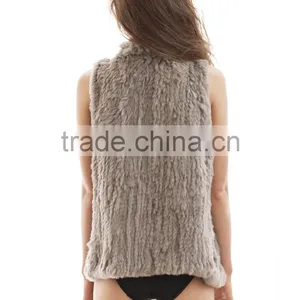 YR505 Wholesale Factory Genuine Rabbit Fur Material Top Quality Fur Vest thumbnail-3
